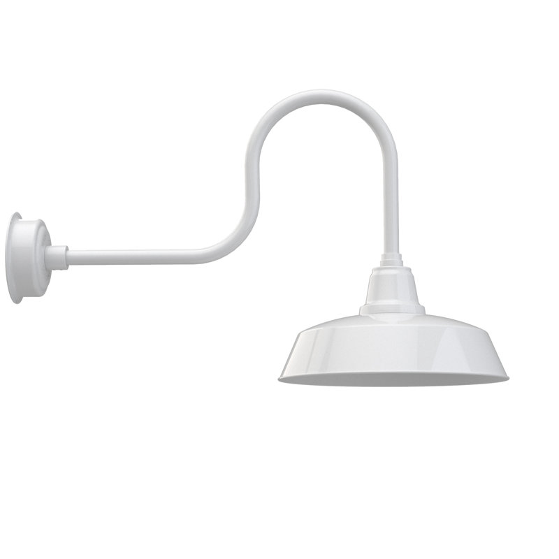 Luminaire de grange d’extérieur Vandervliet, H 22,87 po x l 16 po x P 39 po, Blanc