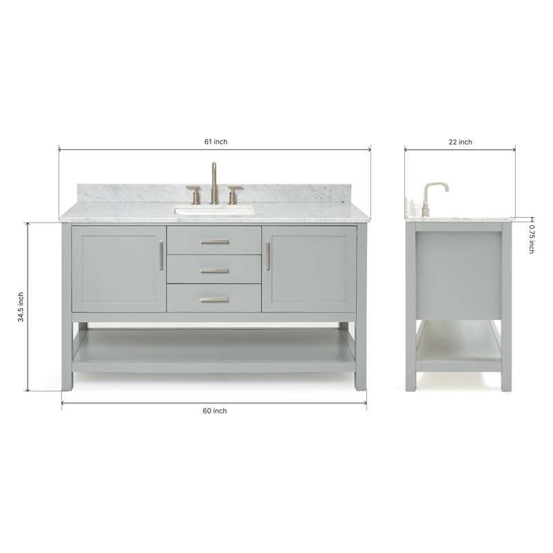 Bayhill 61'' W Single Vanity, Gray