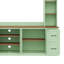 Meuble audio-vidéo Mint 41, meuble télé avec tablettes en noyer, console média rétro, tiroirs et tablette réglable