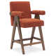 Brittnie 25.5" Full Back Walnut Wood Upholstered Counter Stool With Arms