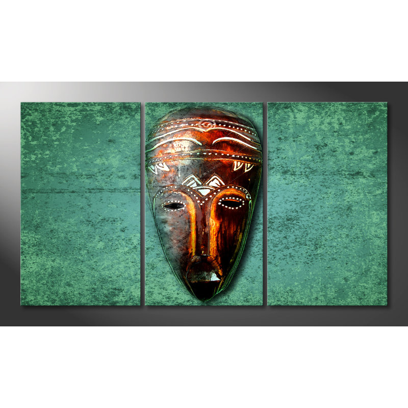 Wooden Face - Wrapped Canvas Print, 100 cm H x 180 cm W, 3-piece canvas set