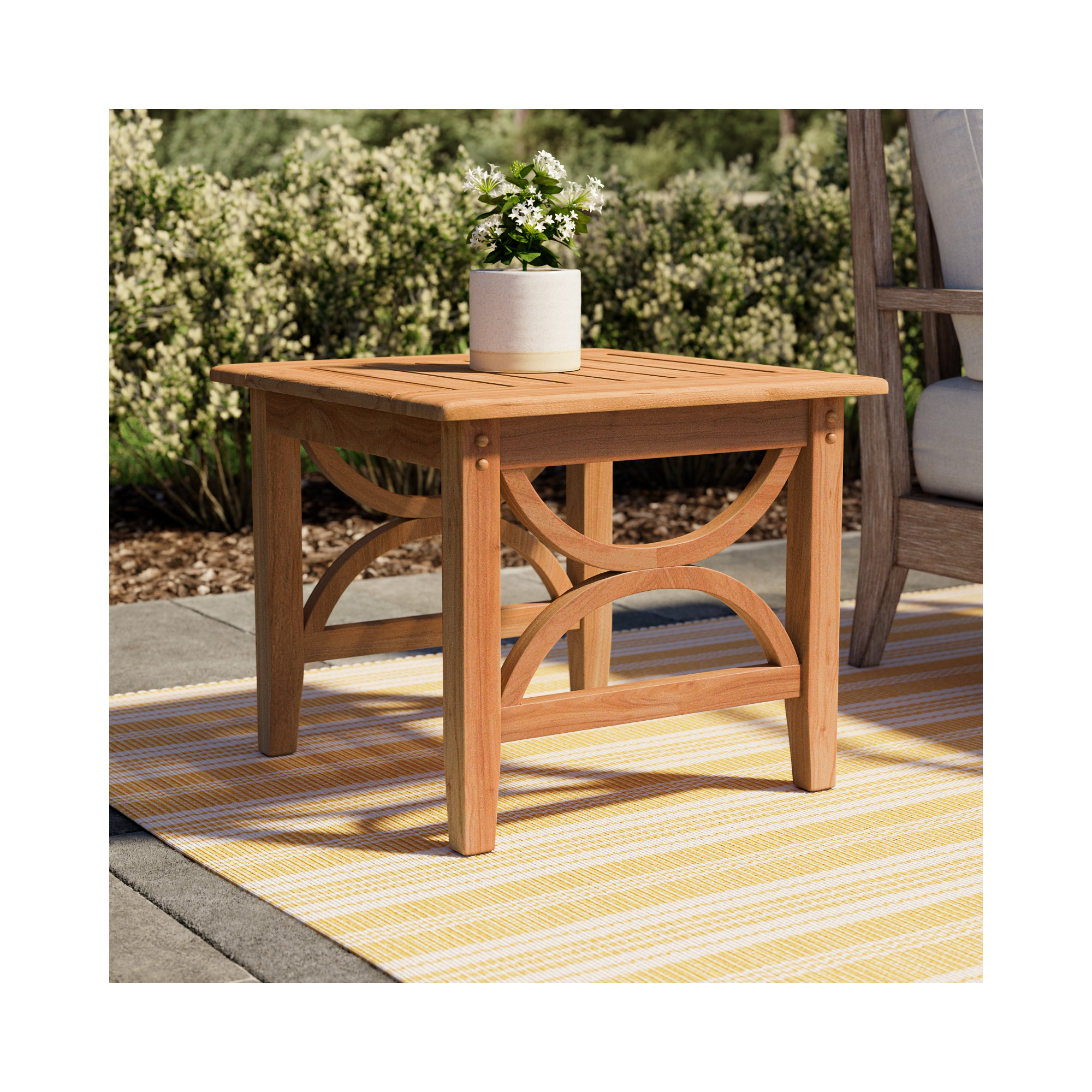 Brunswick Teak Outdoor Side Table, Natural