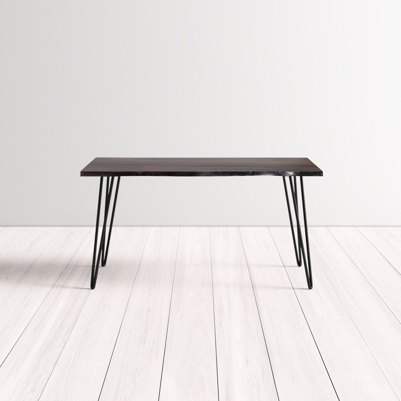 Cartan 60" W Solid Acacia Wood Dining Table, Slate, 30" H x 36" W x 60" L