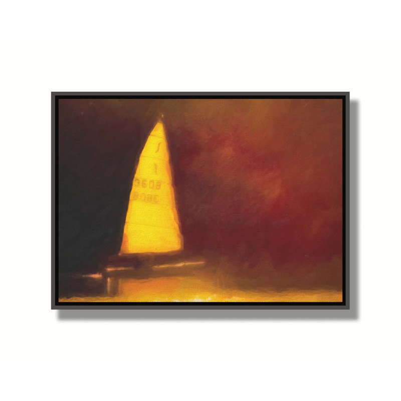 Voile dans un soleil sépia par Hal Halli. Estampe numérique, H 30,5 po x l 40,5 po, Impression encadrée sans passe-partout