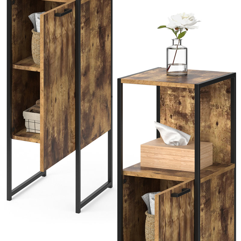 33Cm W x 120.4Cm H x 33Cm D Bathroom Cabinet, Antique Wood/Black