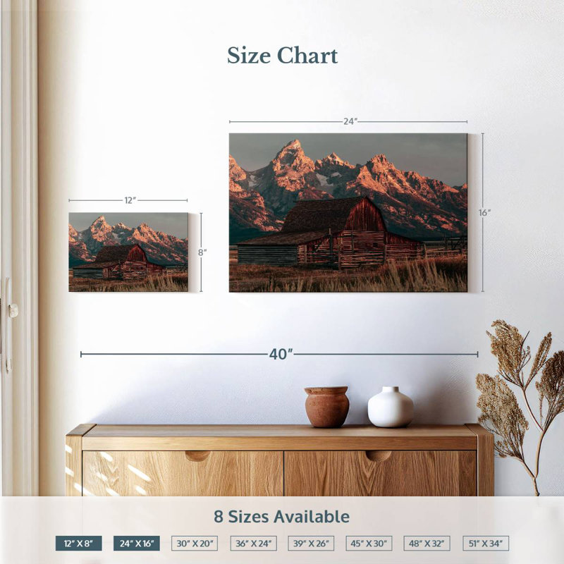 Lilie Scenic Teton Barn, H 16 po x l 24 po