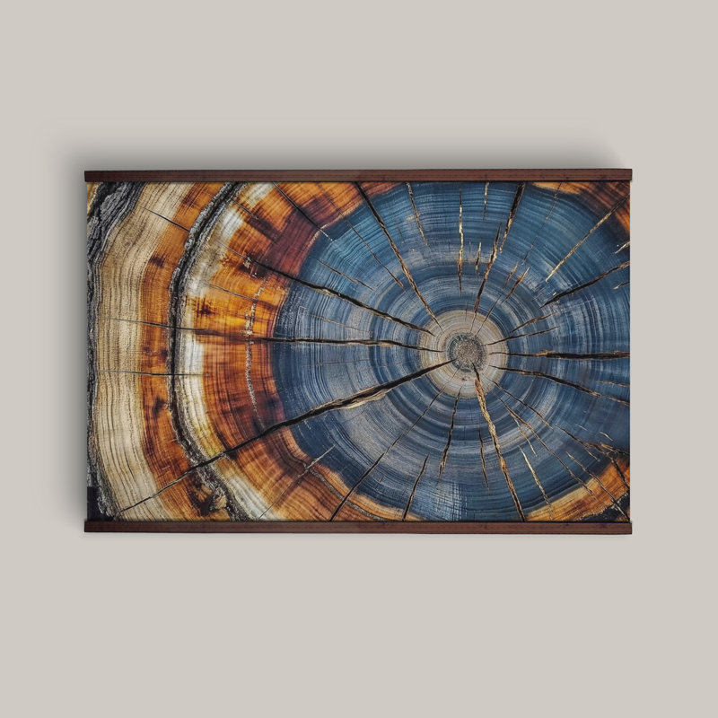 Extra Large Wood Grain Wall Art – Rustic Natural Tree Ring Abstract Canvas Wall Hanging, 40" H x 60" W 