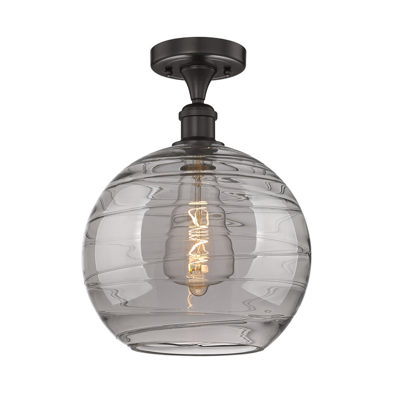 Plafonnier semi-encastré 1 lumière, Bronze huilé, H 13,5 po x l 5,88 po x P 5,88 po