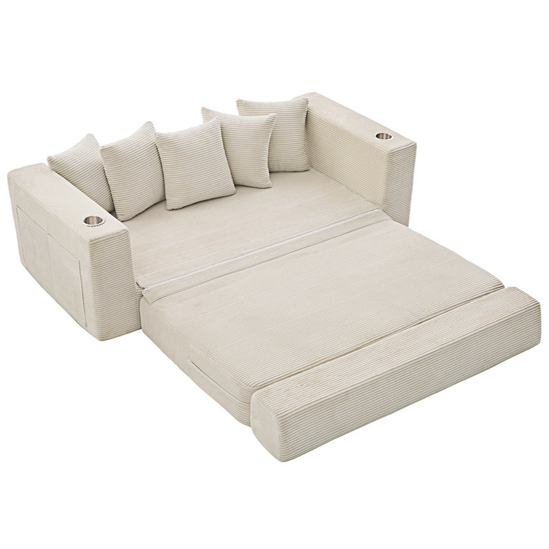 Canapé-lit convertible 2-en-1, canapé moderne, canapé-lit pliant, Beige