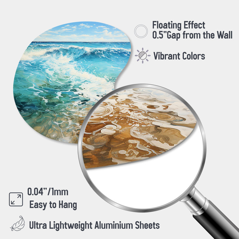 «Beach Photo Oceanic Rhythms III - Coastal Beach», art mural asymétrique en métal, H 27 po x l 27 po