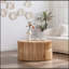 Table basse cylindrique de 31,5 pouces à la mode rétro avec relief à texture verticale, parfaite pour le salon, le bureau et la salle à manger