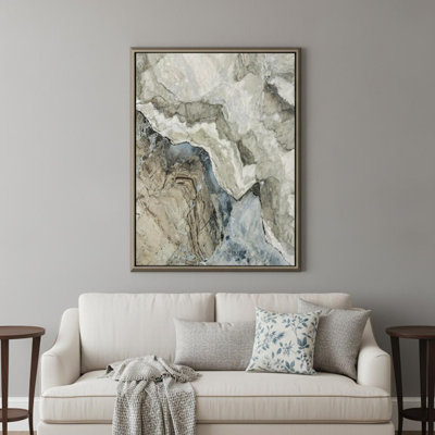 «Stone», abstrait moderne, champagne, or, cadre flottant, art mural