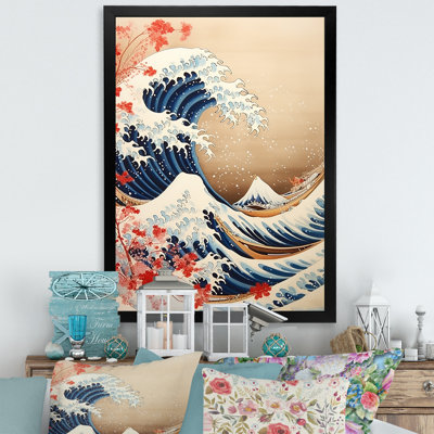 Impression sur toile, chef-d'œuvre pluvial le grand rouge de Kanagawa I