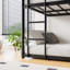 Lit simple superposé, cadre en métal noir, peu encombrant, sommeil tranquille, deux échelles attachées, barrières de sécurité pleine longueur, idéal pour les dortoirs d'appartements