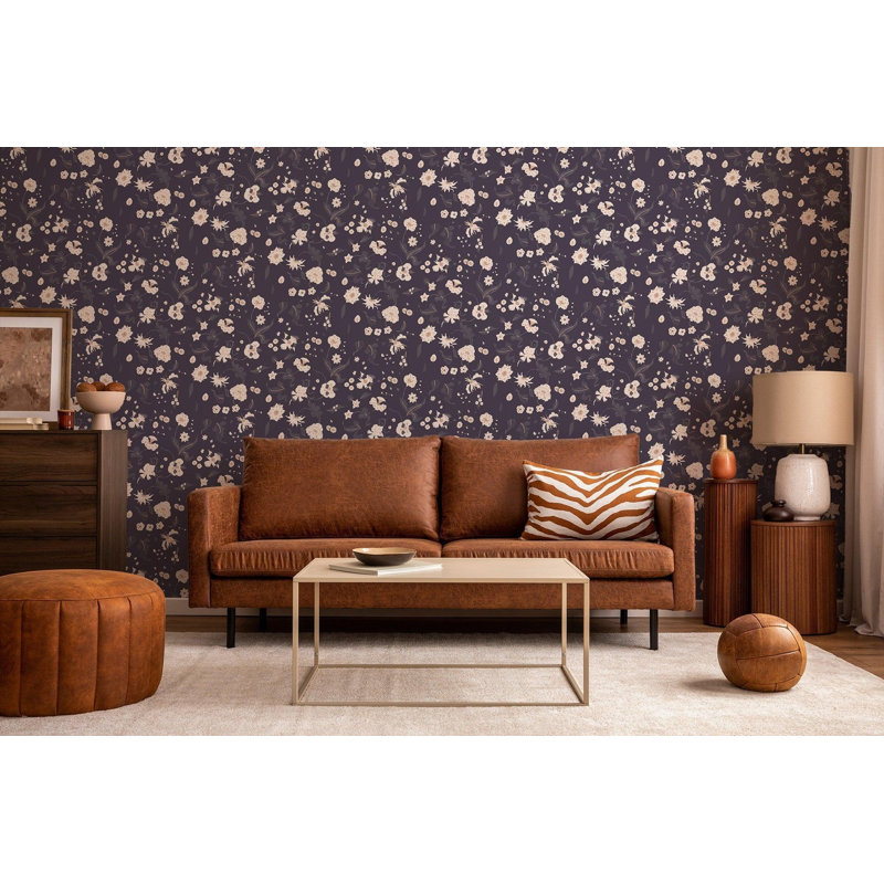 Rouleau de papier peint à motif floral nomade L 10 pi x l 24 po Nomad, Groseille, Non encollé, Faux Grasscloth