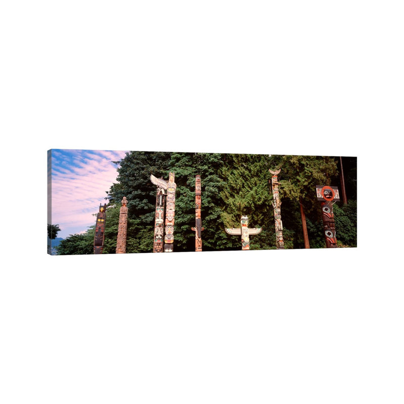 Totem Poles, Brockton Point, Stanley Park, Vancouver, British Columbia, Canada by Panoramic Images - Wrapped Canvas Panoramic Print