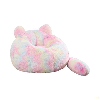 41.7'' W Boneless Single Sofa, Faux Fur Large Bean Bag, Cat Shaped with Tail Pillow Fluffy Beanbag, Comfy Accent Floor Chair for Reading, Gaming Nap Lounge in Living Room Bedroom Dorm Apartment