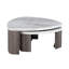 Ensemble de 3 tables gigognes contemporaines à motif de marbre et roulettes cachées, gris
