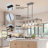  32 in. 5-Light Rustic Linear Cage Chandelier with Wooden Frame and Metal Rod for Kitchen Island (Bulbs Not Included)-1293775723