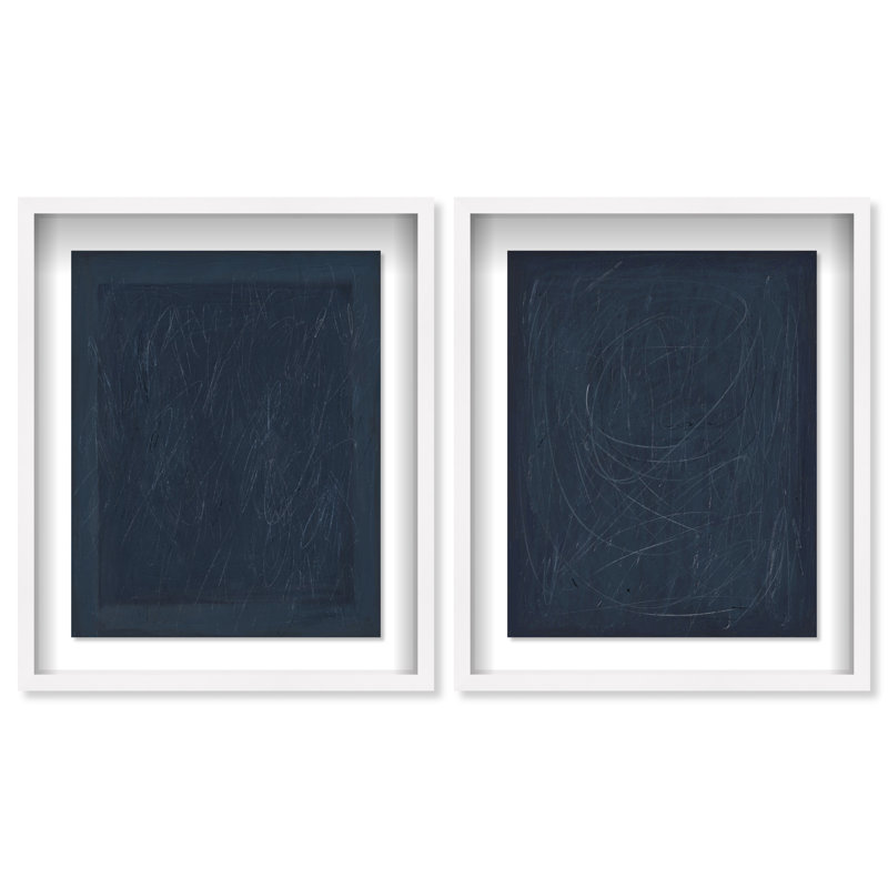 Deep Blue Set Set by Oliver Gal, 21.5"H x 25.5"W, Natural Oak Shadowbox