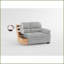 Chaise de salon moderne en polyester texturé bleu simple - structure en bois massif, accoudoirs coussinés, capitonnage à rainures | Bleu | Bois massif | Accoudoirs coussinés