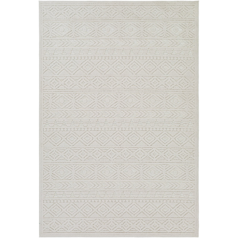 Tapis intérieur / extérieur crème Emert Southwestern, Rectangle 9 pi 2 po x 12 pi