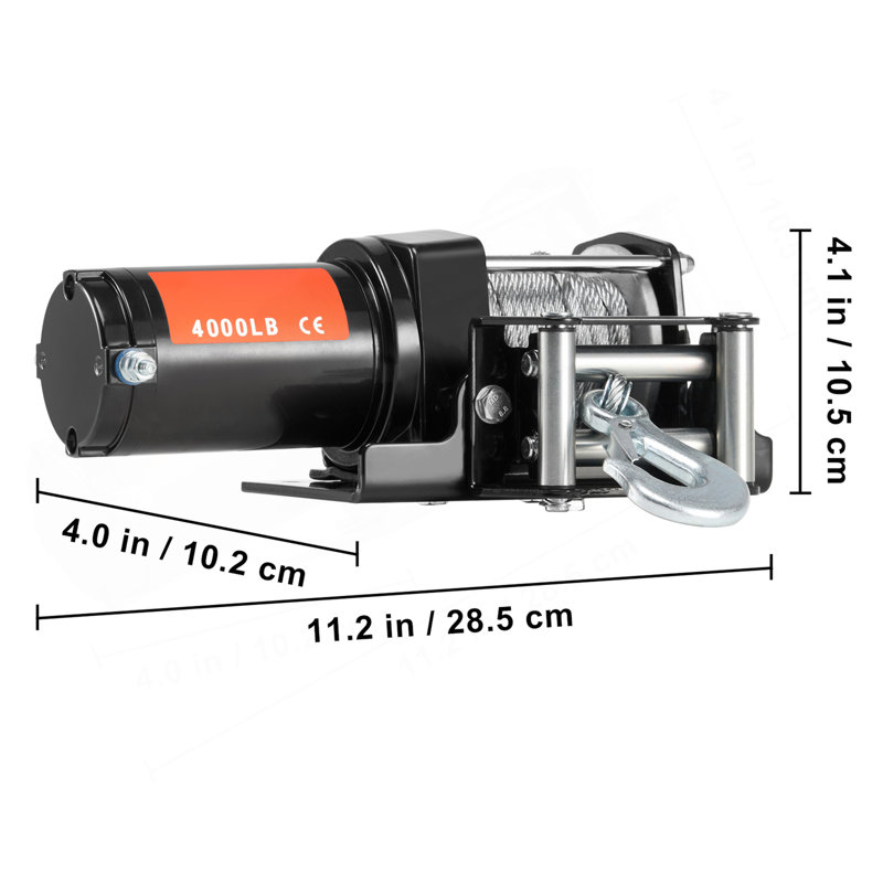 Treuil électrique ATV UTV 4000 Lb Câble en acier IP55 Télécommande étanche