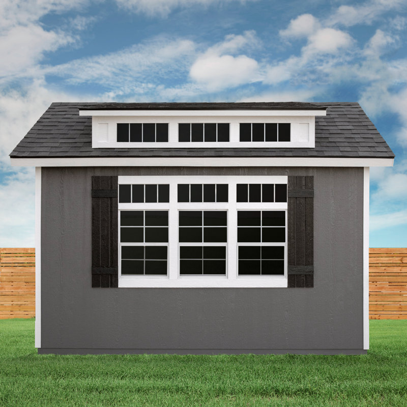 Beige 10' x 12' Wooden Storage Shed Kit with Windows