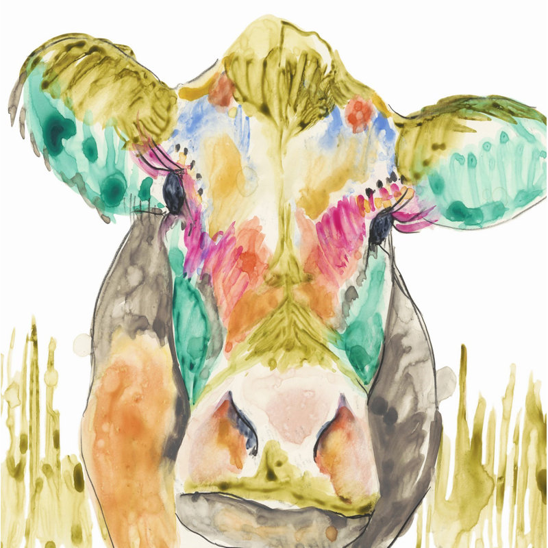 Hifi Cow I - Wrapped Canvas Print, 45cm H x 45cm W