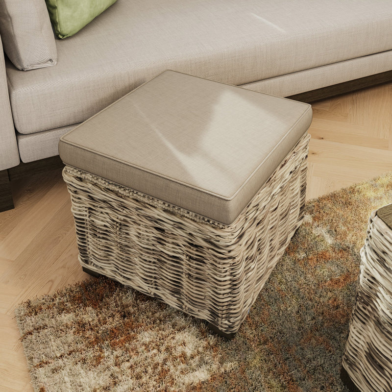 Aliyaha Handmade Kubu Rattan Stool Seat. Lift Top Ottoman Storage. Lined Interior.