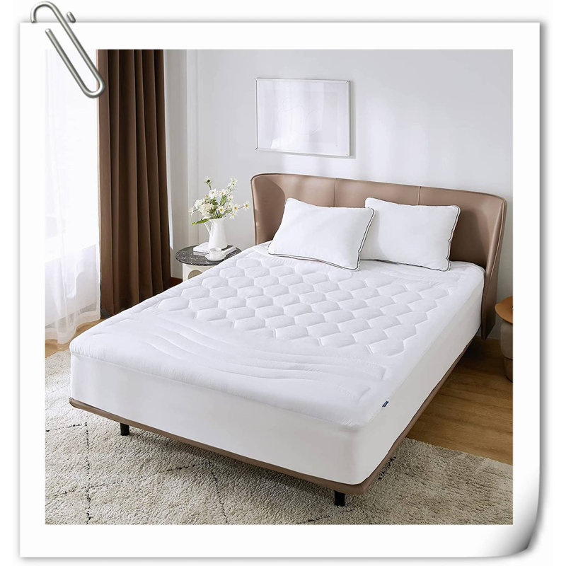 Protège-matelas très grand Virdi - housse de matelas rafraîchissante et matelassée avec housse matelassée et matelassée avec poche profonde de 8 à 21 po, plateau-coussin moelleux et respirant, blanc