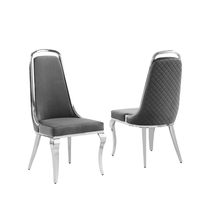 Ensemble de salle à manger rectangulaire L 79 po x l 40 po Kenne, Gris / argent, 7, Argent