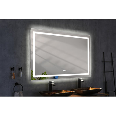 LED Bathroom Mirror with Aluminum Frame, Wall Mounted Vanity Mirror, Anti-Fog, Memory, 3 Colors, Stepless Dimmable