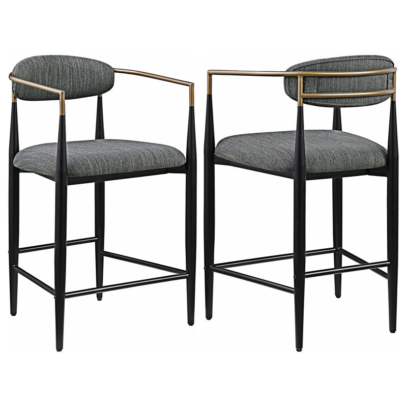 Chaise de comptoir rembourrée (ensemble de 2), Gris foncé