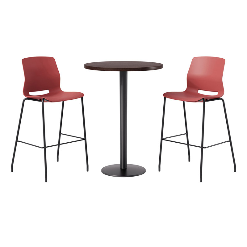 2 - Person Bar Height Dining Set, Red/Black, Espresso