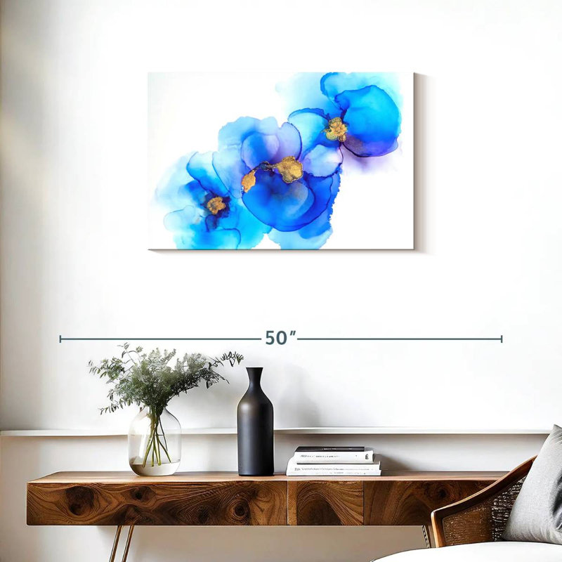Fleur bleue abstraite Avery, H 20 po x l 30 po