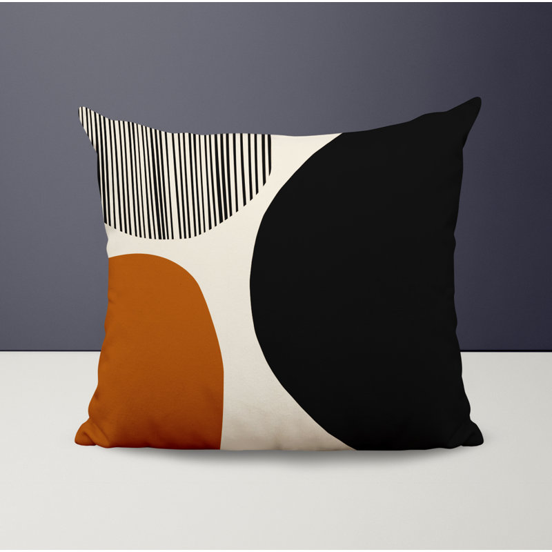 Jeté carré / extérieur en polyester Chamu, L 17 po x H 17 po, Orange / noir