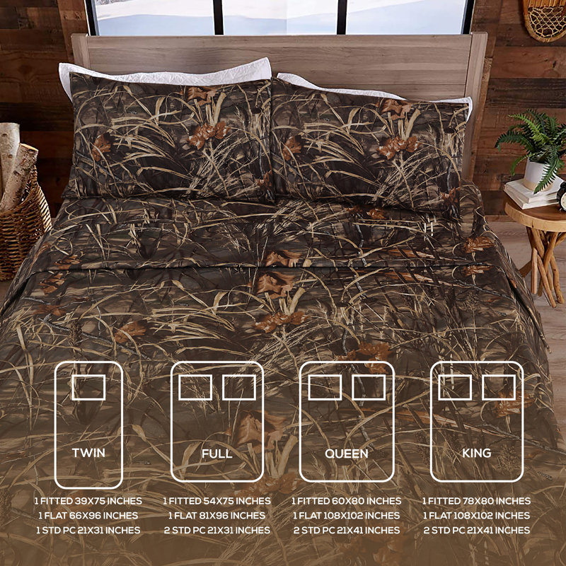Realtree Max 4 Camo Bedding Sheet Set Polycotton Rustic Farmhouse Bedding for Lodge, Cabin & Hunting Bed Set – Perfect for Camouflage Themed Bedroom