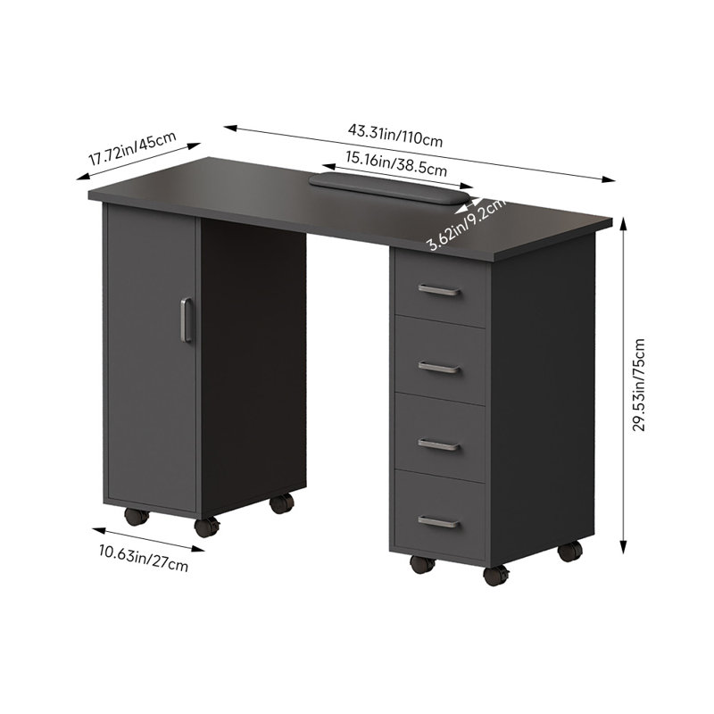 E1-grade Particleboard Makeup Organiser, Dark Grey