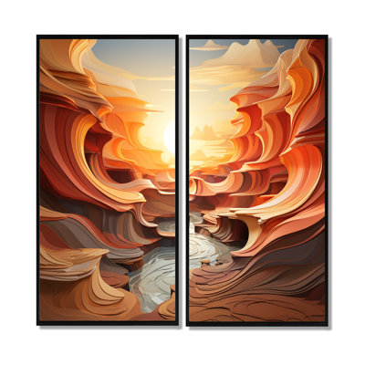Marouso - Ensemble de 2 impressions sur toile surdimensionnées Canyon