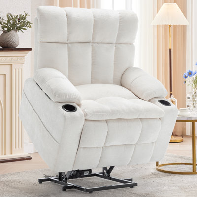 Power Lift Recliner For Elderly With Adjustable Headrest, Oversized Recliner Chairs With Massage And Heat, Electric Lift Chair With Store Boxes , Cuph