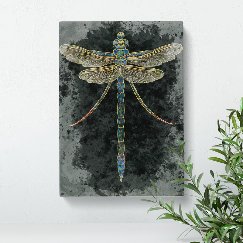 Watercolour Dragonfly No.3 - Wrapped Canvas, 76cm H x 50cm W x 3cm D