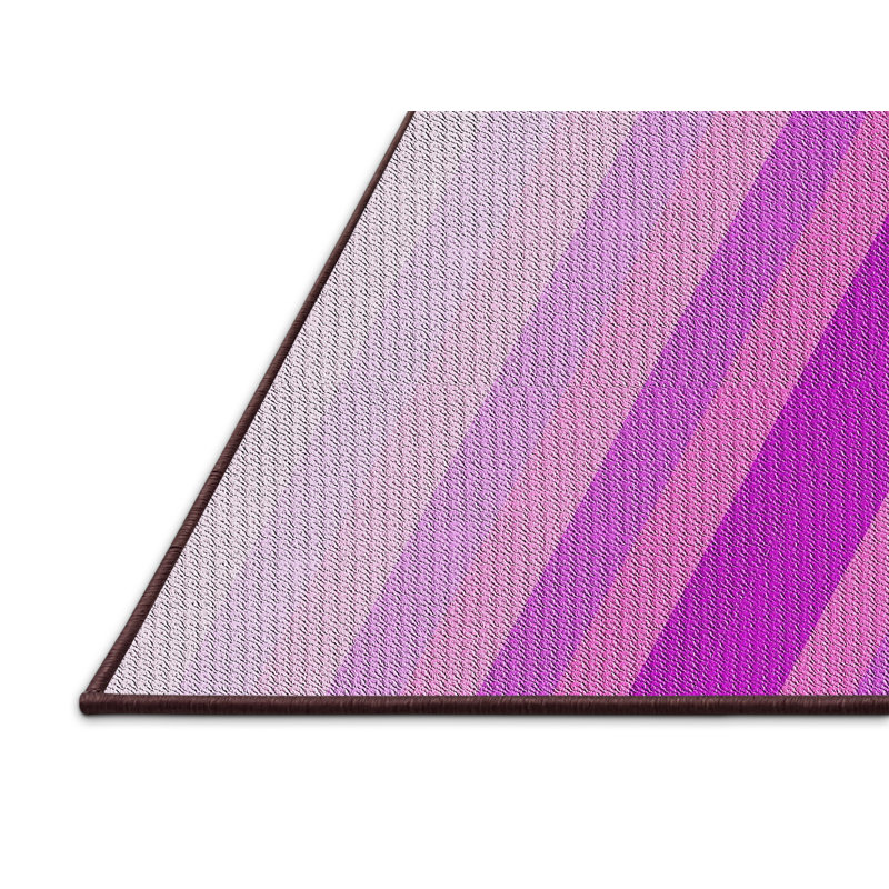Tapis rose à rayures Khaled, Rectangle 5 pi x 7 pi