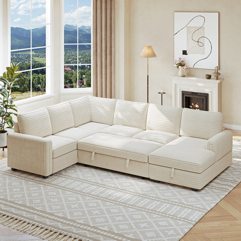 114" Modular Sectional Sofa, Corduroy L Shaped Modular Sofa, Sectional Couches For Living Room, Bedroom And Apartment