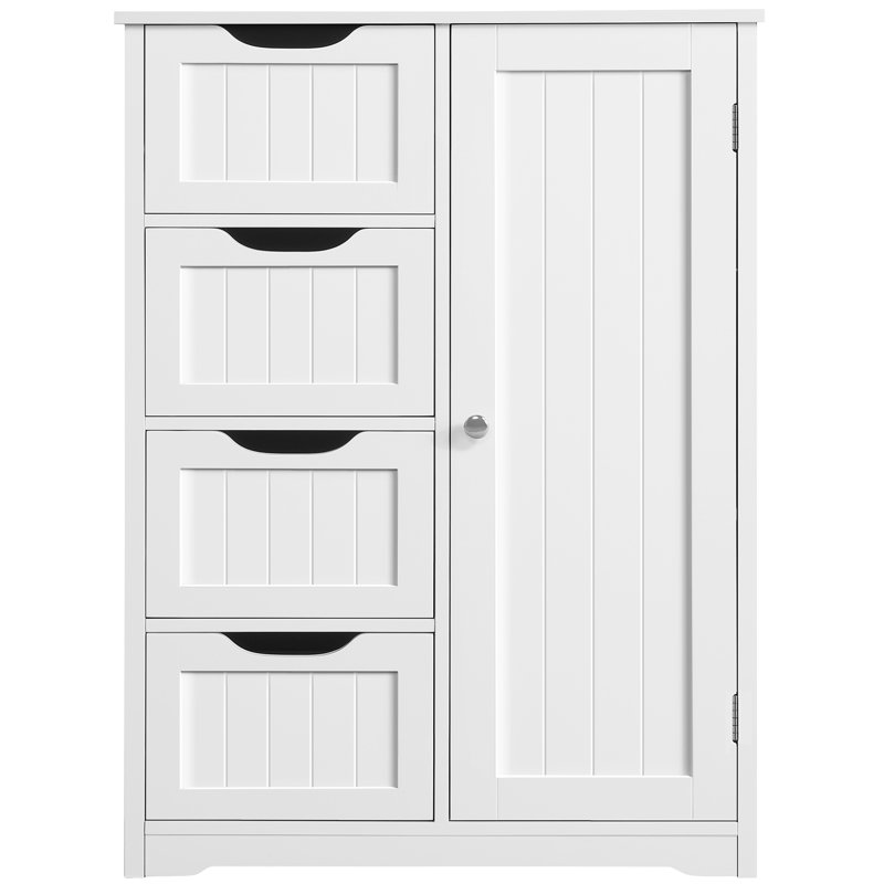 Grande armoire de plancher de salle de bain en bois Jalieah, Blanc, H 32,5 po x l 22 po x P 12 po