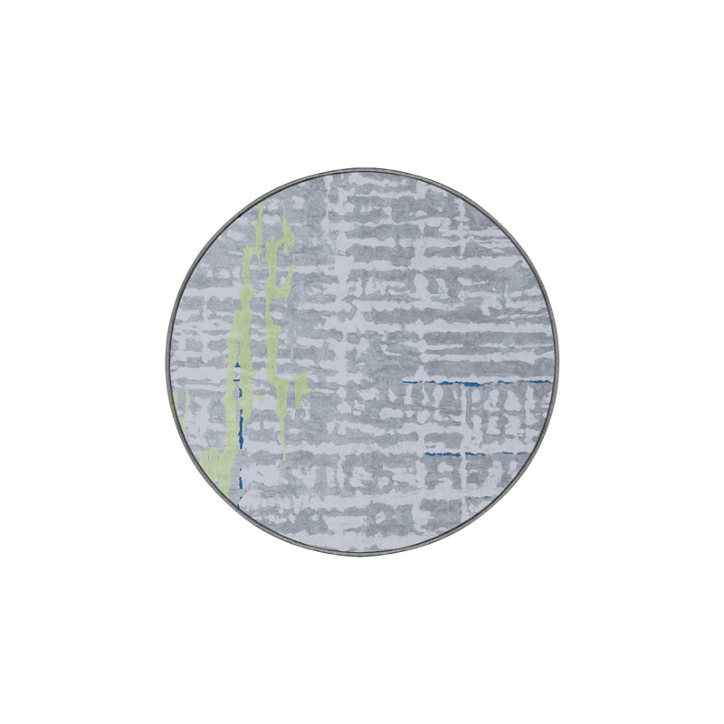 Machine Washable Gray Area Rug, Round 3'
