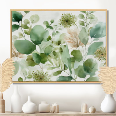 Watercolor Greenery Sage Watercolor - Plants Wall Art, Green Botanical Canvas Print