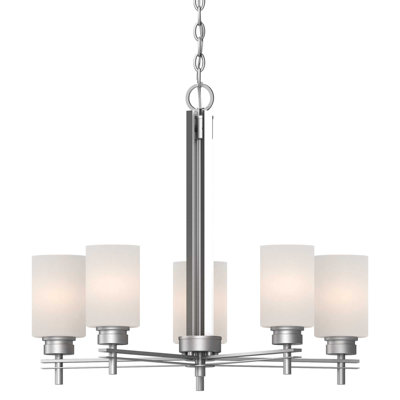 Lustre suspendu 5 lumières en nickel Carena