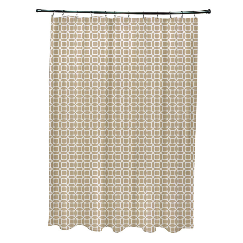 Rideau de douche simple géométrique Delaria, Blanc cassé / taupe