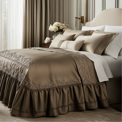 Embroidered Floral Vine Bed Skirt